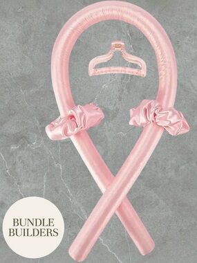 $8 Add-on | Heatless Satin Curling Headband Set for Women - Pink